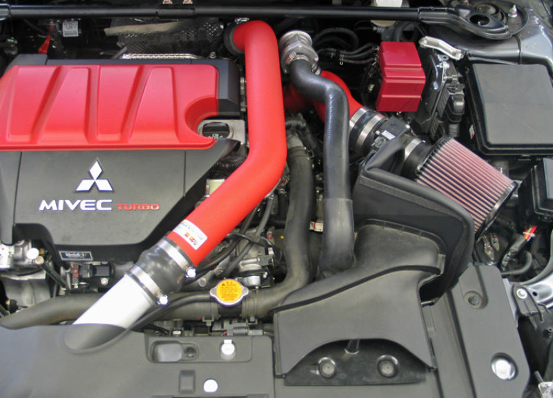K&amp;N 08-09 Mitsubishi Evo X Wrinkle Red Typhoon Short Ram Intake