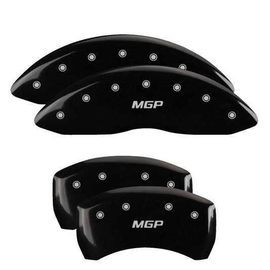 MGP 4 Caliper Covers Engraved Front Cadillac Engraved Rear XTS Black finish silver ch