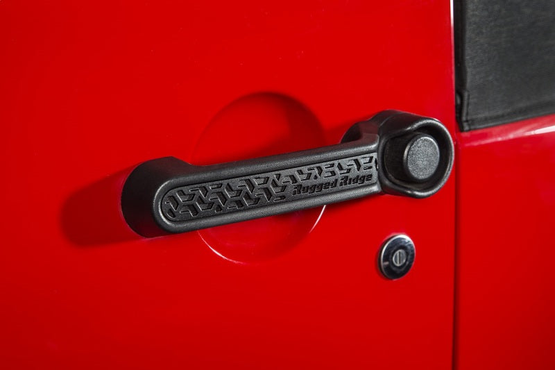 Inserts de poignée de porte Rugged Ridge Elite, bande de roulement noire, 2 portes 07-18 Jeep Wrangler JK
