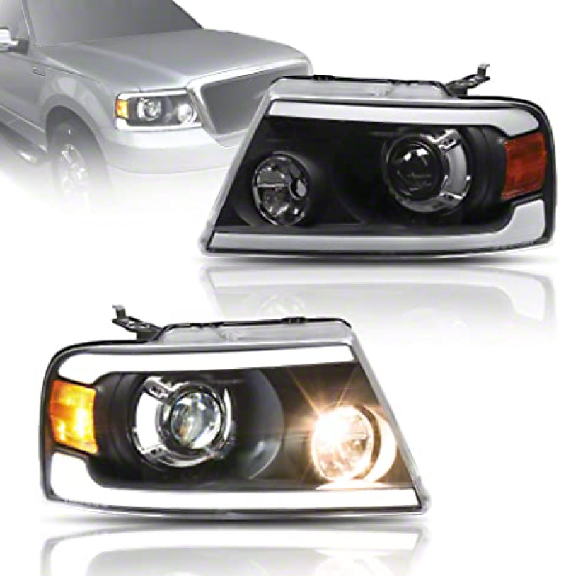 Phares de projecteur à LED Raxiom 04-08 Ford F-150 Axial Series - Boîtier noir (lentille transparente)
