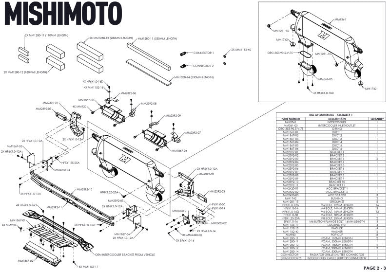 Kit de montage surélevé Mishimoto 21+ Bronco 2,3 L avec tuyaux SL Core P