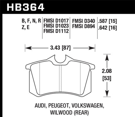 Plaquettes de frein arrière pour Audi A3 TDI HPS 5.0 Hawk 2010-2013