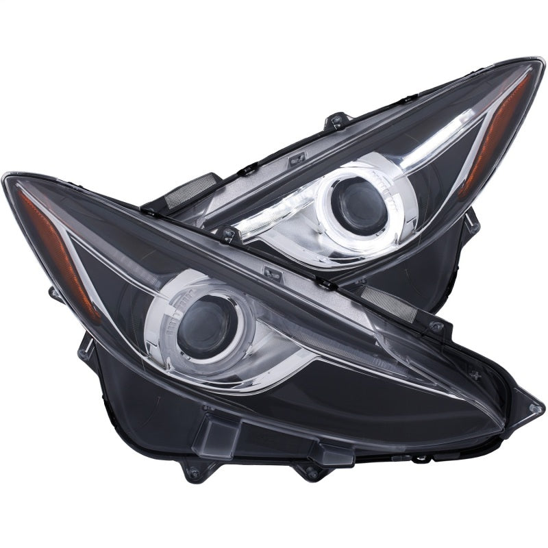 Phares de projecteur ANZO avec halo noir avec ambre 14-17 Mazda 3
