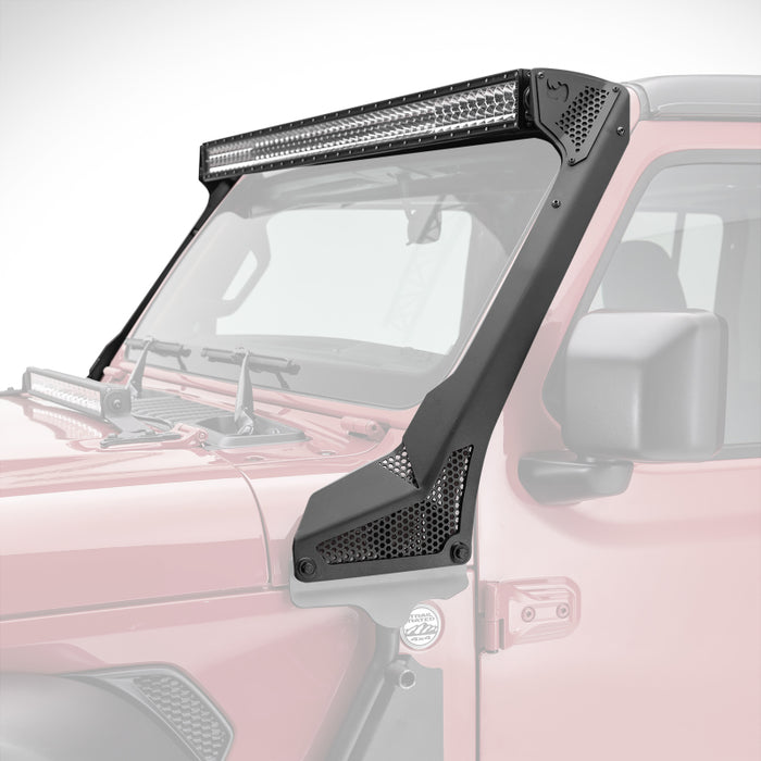 Support de barre lumineuse pour pare-brise Go Rhino 18-20 Jeep Wrangler JL/JLU/Gladiator JT XE - Rangée simple de 50 po