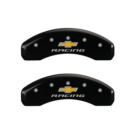 Couvre-étriers MGP 4 gravés F &amp; R Chevy Racing finition noire Silver Char 2017 Chevrolet Camaro