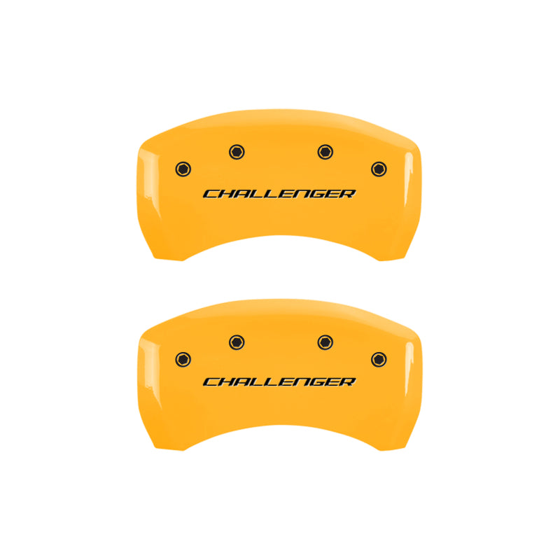 Couvre-étriers MGP 4 gravés F &amp; R Block/Challenger Yellow Finish Black Char 2007 Dodge Charger