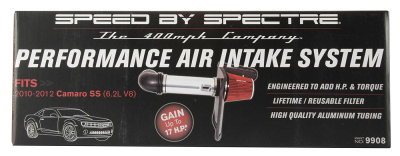 Kit d'admission d'air Spectre 10-12 Chevy Camaro V8-6.2LF/I - Anodisé transparent avec filtre rouge