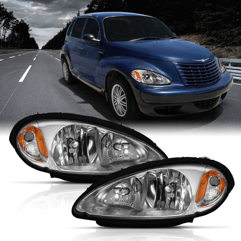 Phare en cristal ANZO 2001-2005 Chrysler Pt Cruiser Chrome Ambre (OE)