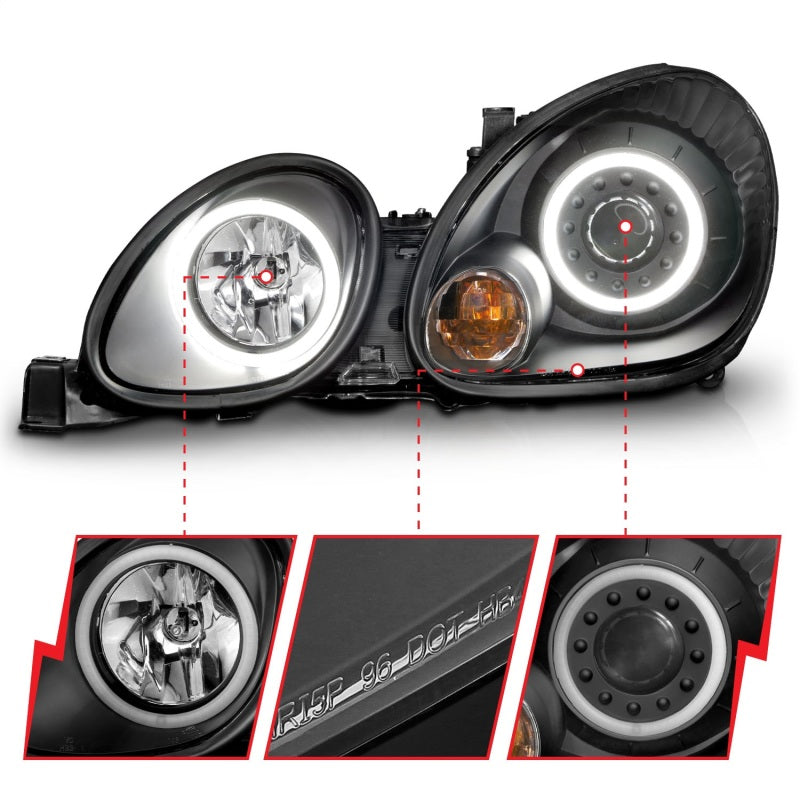 Phares de projecteur ANZO 1998-2005 Lexus Gs300 avec halo noir
