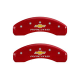 MGP 4 Caliper Covers Engraved Front & Rear Chevy Racing Red Finish Silver Char 2017 Chevrolet Camaro