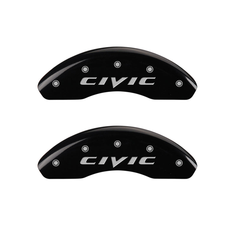 MGP 4 Caliper Covers Engraved Front & Rear MGP Yellow Finish Black Char 2007 Honda Civic