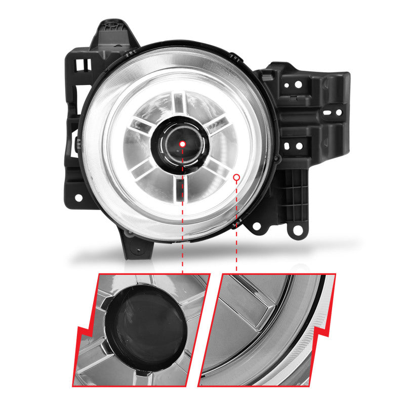 Phares de projecteur ANZO 2007-2013 Toyota Fj Cruiser avec halo chromé