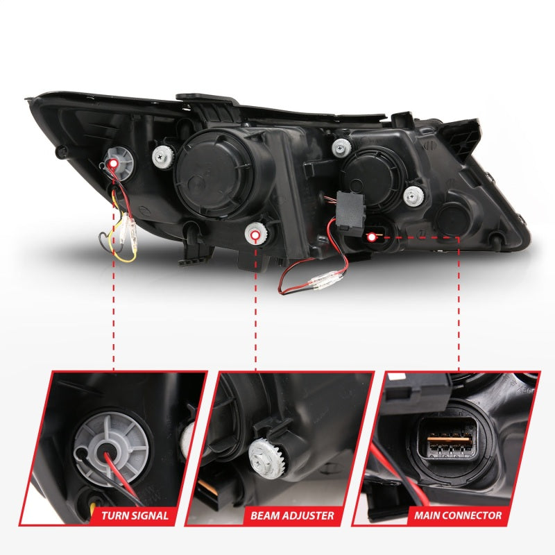 Phares de projecteur ANZO 2011-2013 Kia Optima avec halo chromé (CCFL)