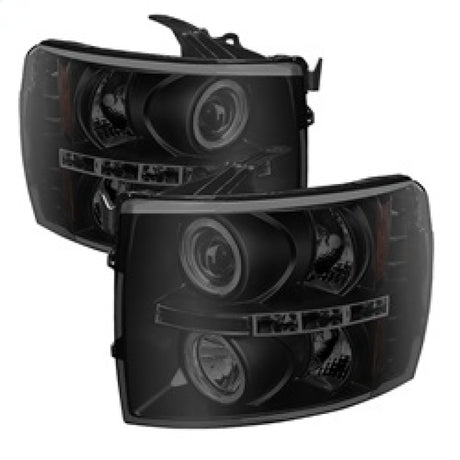 Phares de projecteur Spyder Chevy Silverado 1500/2500 07-13 LED Halo LED Blk Smke PRO-YD-CS07-HL-BSM