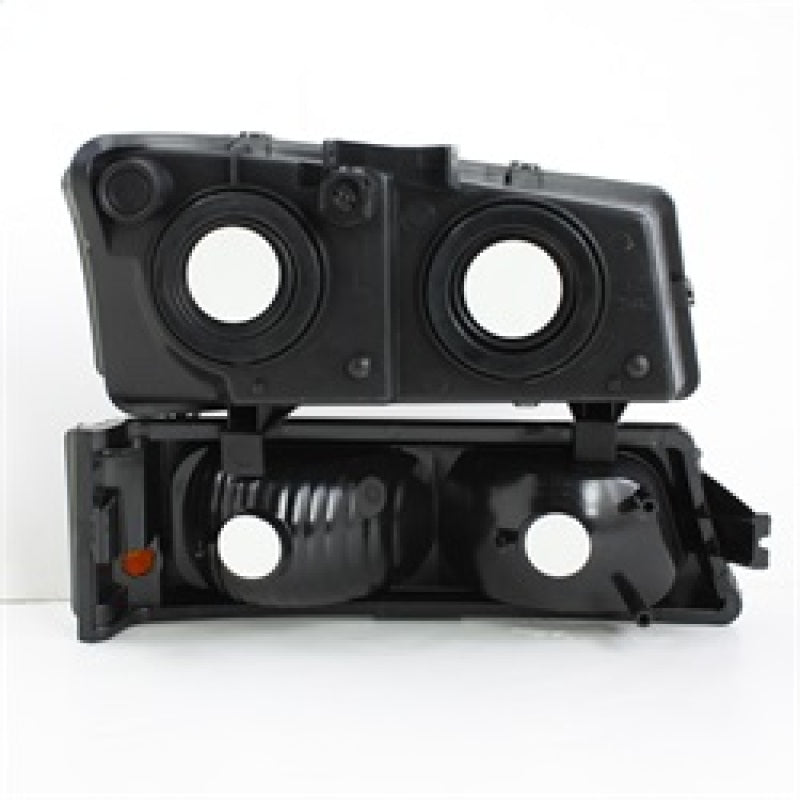 Phares Xtune Chevy Silverado 2500HD 03-06 en cristal avec feux ambrés fumés HD-JH-CSIL03-AM-SM-SET