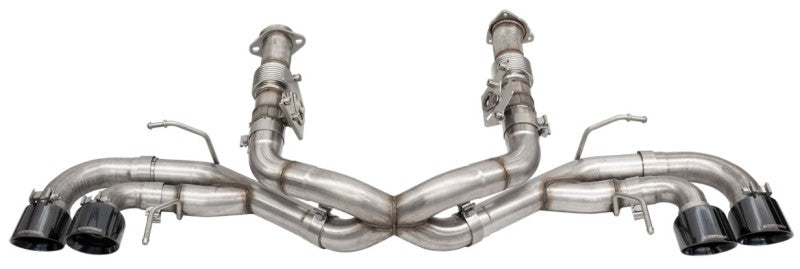 Corsa 2020 Corvette C8 3 pouces Xtreme Cat-Back Exhaust 4.5 pouces Blk Quad Tips - Intègre la valve AFM d'origine