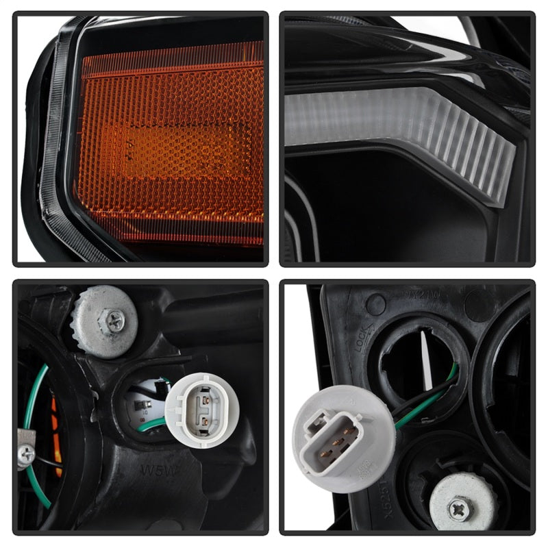 Phares de projet à barre lumineuse LED DRL xTune 14-17 pour Toyota Tundra - Fumée noire (PRO-JH-TTU14-LB-BSM)