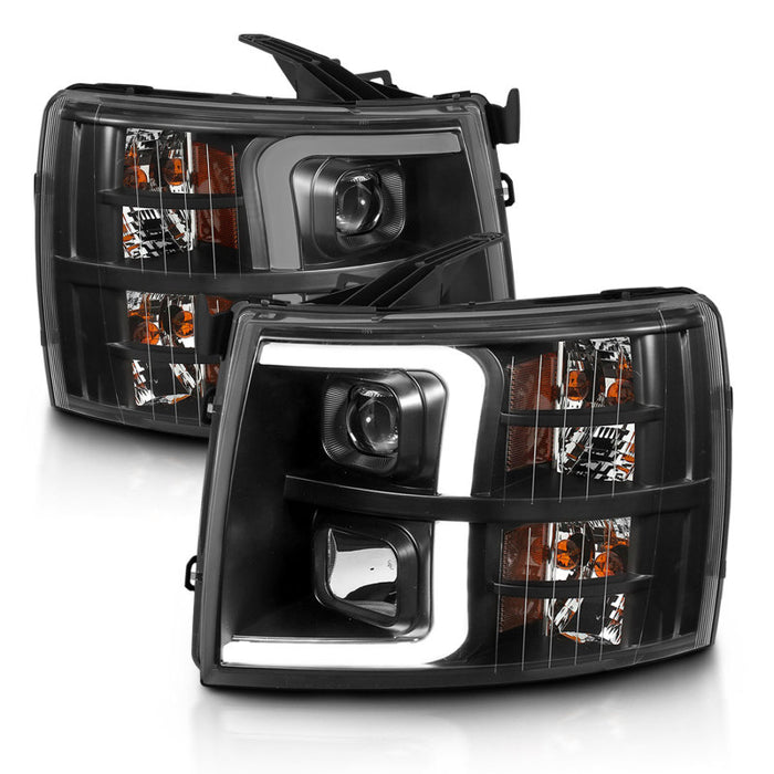 Phares de projecteur ANZO 07-13 Chevrolet Silverado 3500 - Ambre noir