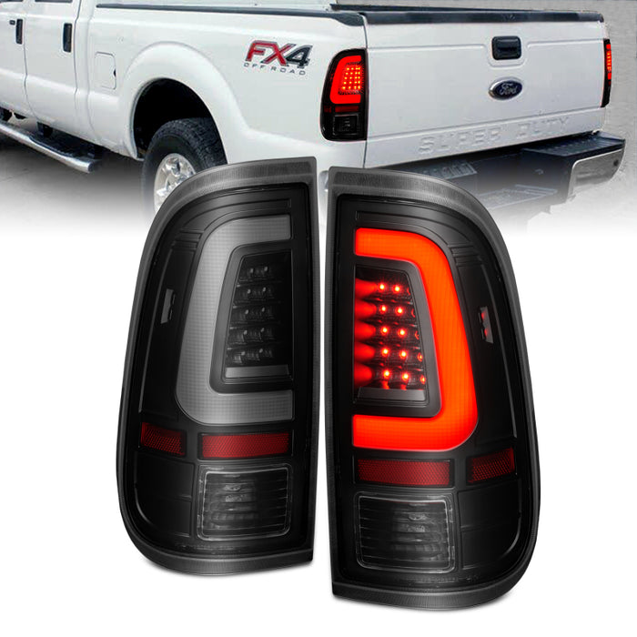 ANZO 2008-2016 Ford F-250 LED arrière avec barre de feux boîtier noir lentille fumée