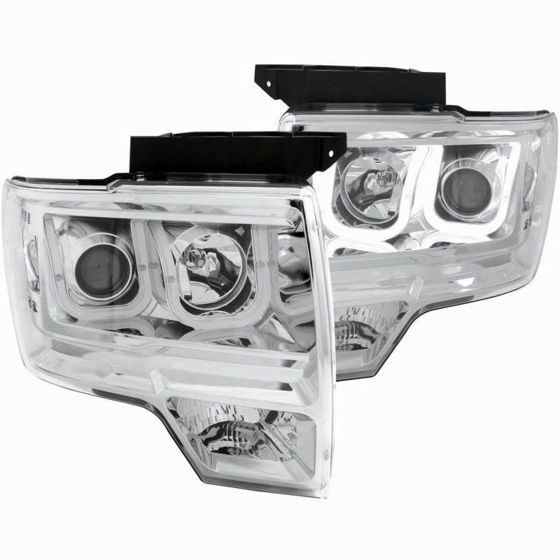 Phares de projecteur ANZO 2009-2014 Ford F-150 avec barre en U chromée