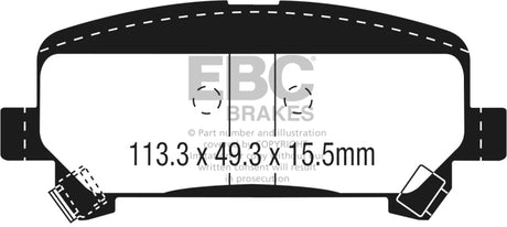 Plaquettes de frein arrière EBC 15+ Chevrolet Colorado 2.5 Yellowstuff