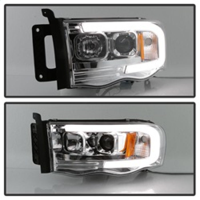 Phares de projecteur Spyder Dodge Ram 1500 02-05 V2 - Barre lumineuse DRL - Chrome PRO-YD-DR02V2-LB-C