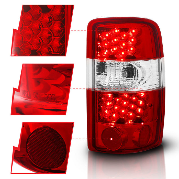 Feux arrière à LED ANZO 2000-2006 Chevrolet Suburban Rouge/Clair