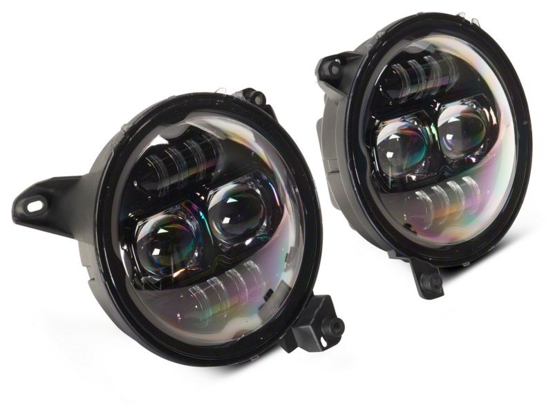 Phares à DEL Angel Eye de 9 po de la série Axial Jeep Wrangler JL de Raxiom 18-23 - Boîtier noir (lentille transparente)