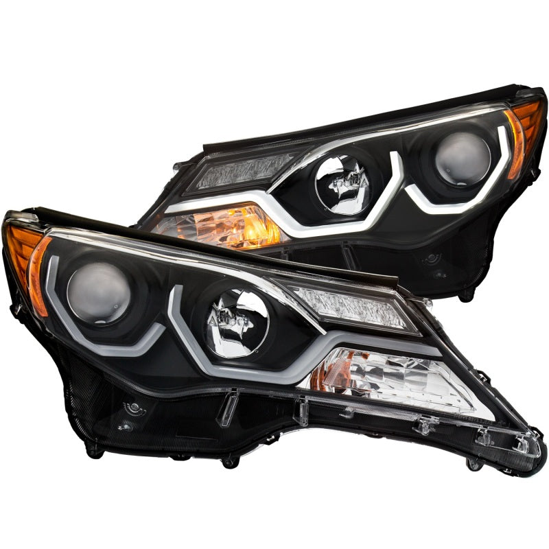 ANZO 2013-2015 Toyota Rav4 Projector Headlights w/ Plank Style Design Black