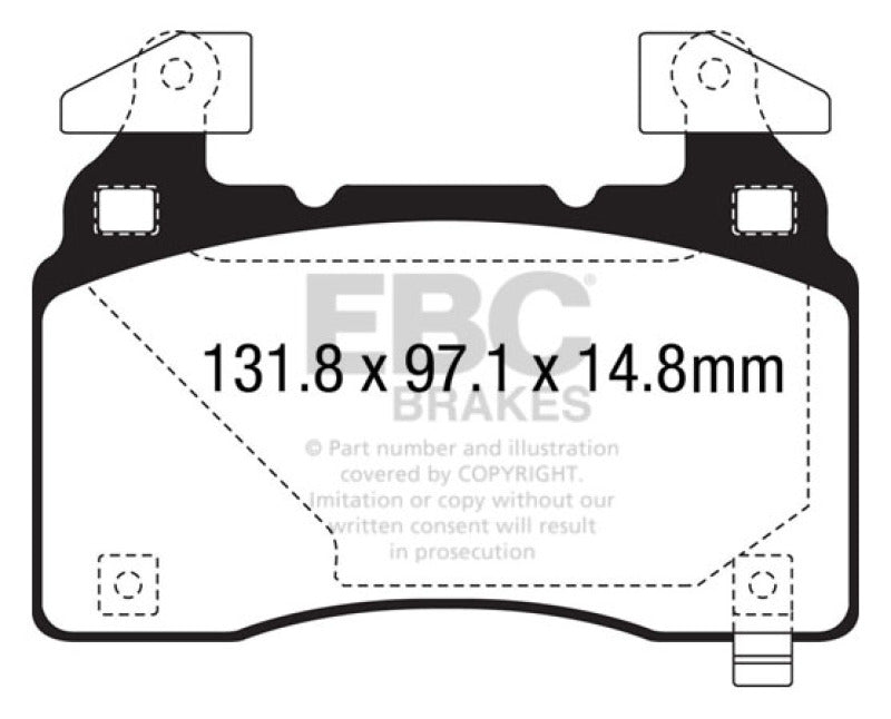 Plaquettes de frein avant Redstuff EBC 14+ Cadillac CTS Vsport 3.6 Twin Turbo