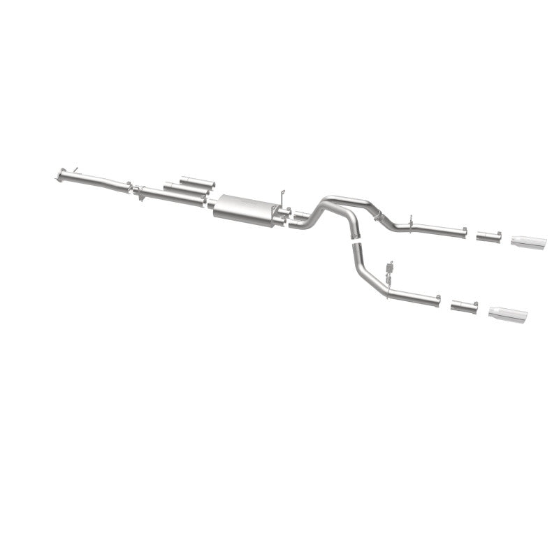 Échappement Cat-Back MagnaFlow en acier inoxydable 2015 Chevy Silverado 2500HD 6,0 L à double sortie arrière divisée 4 po