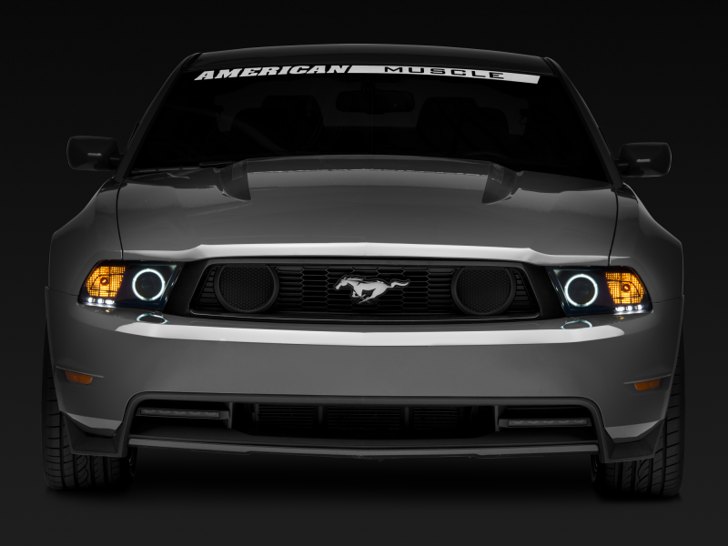 Raxiom 10-12 Ford Mustang avec phares CCFL Halo Projector Headlights - Boîtier noir (lentille transparente)