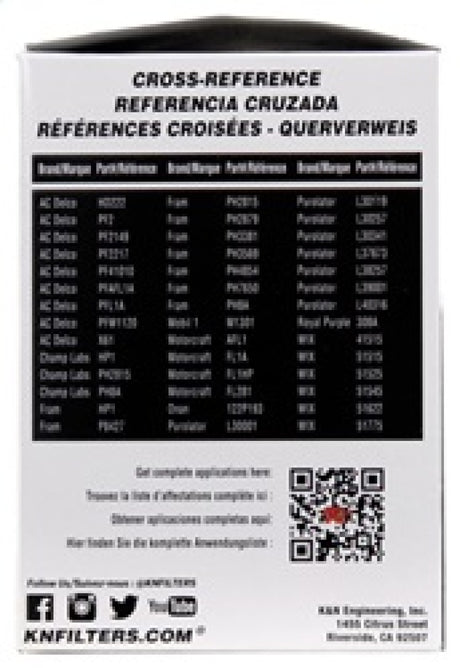 Filtre à huile K&amp;N pour Ford/Audi/VW/Toyota/Mercury/Mazda/Nissan/Dodge/Lincoln/Volvo 3,656 pouces de diamètre extérieur
