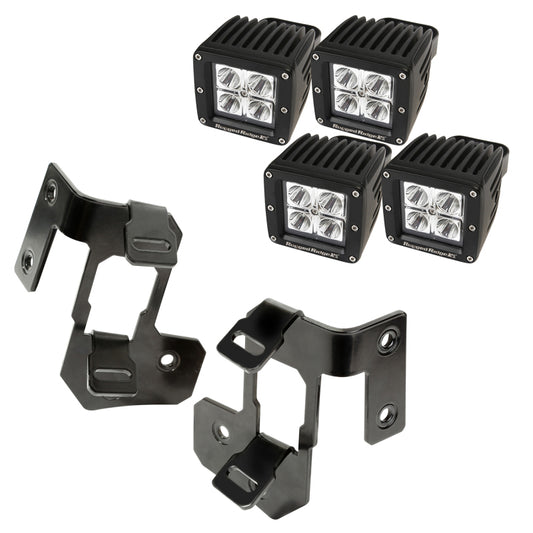 Rugged Ridge 07-18 Jeep Wrangler JK Semi-Gloss Black Square A-Pillar LED Light Mount Kit