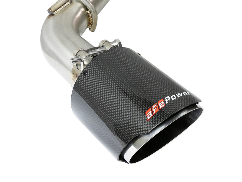 Échappement arrière aFe Takeda 2,5 pouces 304 SS avec embouts en fibre de carbone 16-19 Infiniti Q50 V6-3.0L (tt)