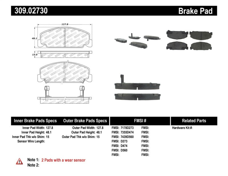 Plaquettes de frein avant StopTech Performance pour Honda Civic DX 93-00 avec freins à tambour arrière