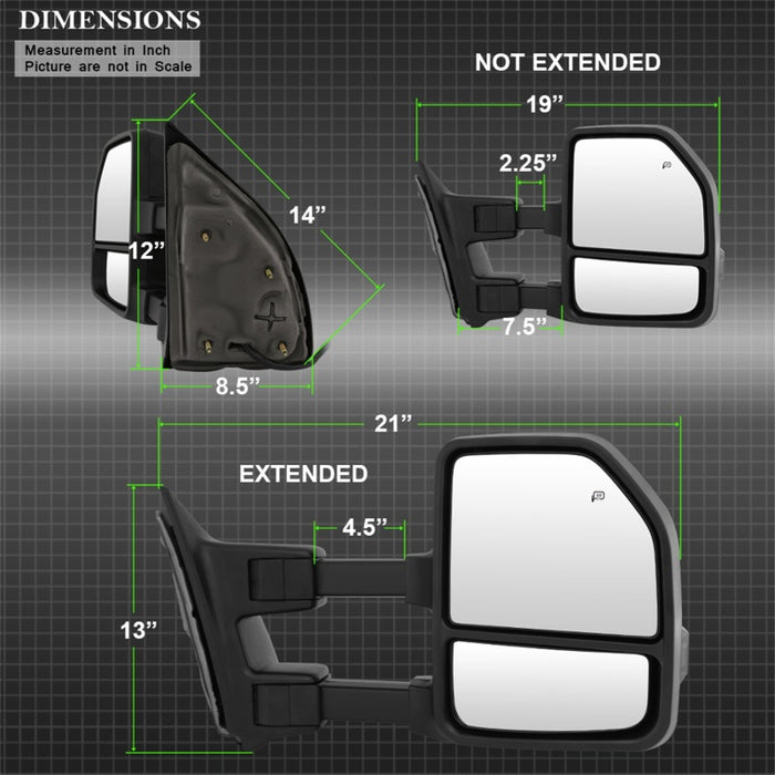 Rétroviseur électrique chauffant réglable à DEL xTune 08-15 pour Ford F-250 SD - Fumé (MIR-FDSD08S-G4-PW-SM-SET)