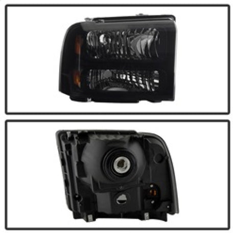 Phares Xtune en cristal pour Ford F250/350/450 Super Duty 05-07 Noir fumé HD-JH-FS05-AM-BSM