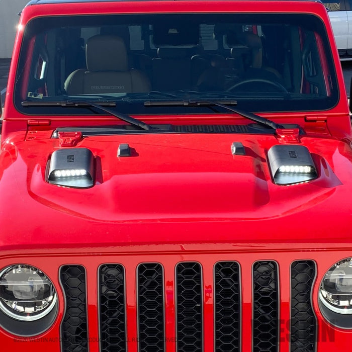 Westin 18-20 Jeep Wrangler JL 2 portes avec écopes de capot à LED - Noir texturé