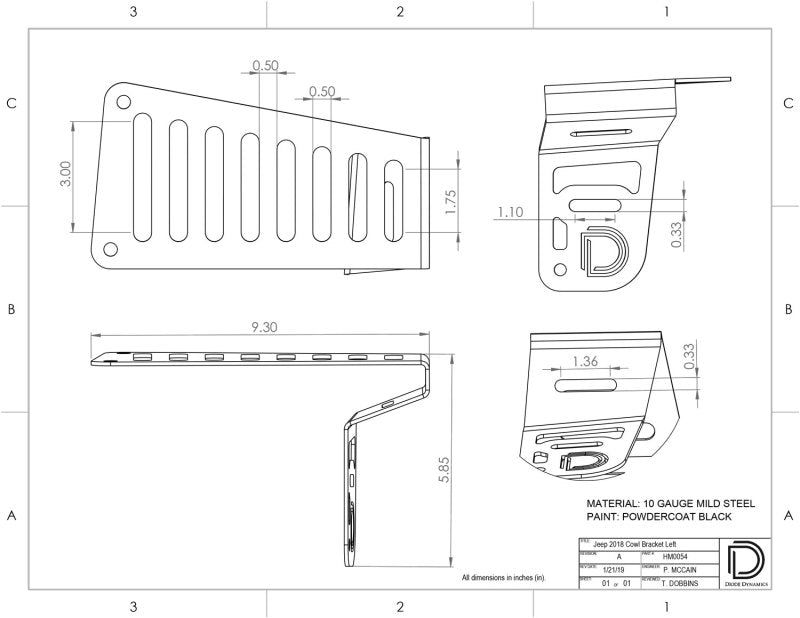 Kit de support LED pour capot de Jeep JL Wrangler/Gladiator SS3 18-21 Diode Dynamics - Blanc Pro