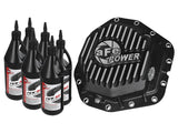 Couvercle de différentiel arrière aFe Power noir avec ailettes usinées 17-19 Ford 6,7 L (td) Dana M300-14 (Dually) avec huile