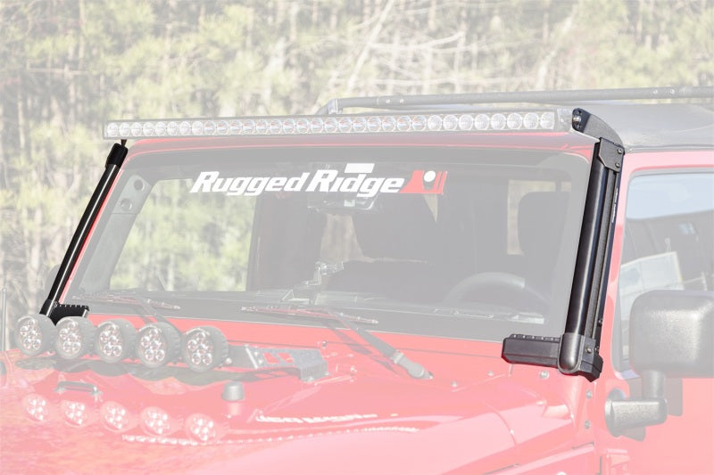 Support de barre lumineuse de pare-brise Rugged Ridge 07-18 Jeep Wrangler JK Elite Fast Track sans barre transversale