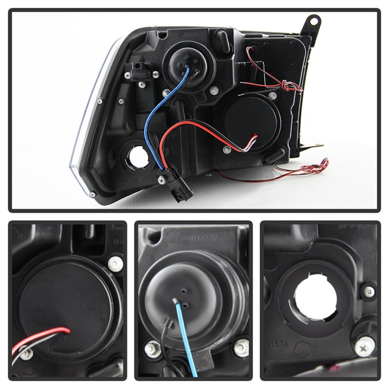 Phares de projecteur Spyder Dodge Ram 1500 09-14 10-14 Halogène- LED Halo LED- Fumée PRO-YD-DR09-HL-SM