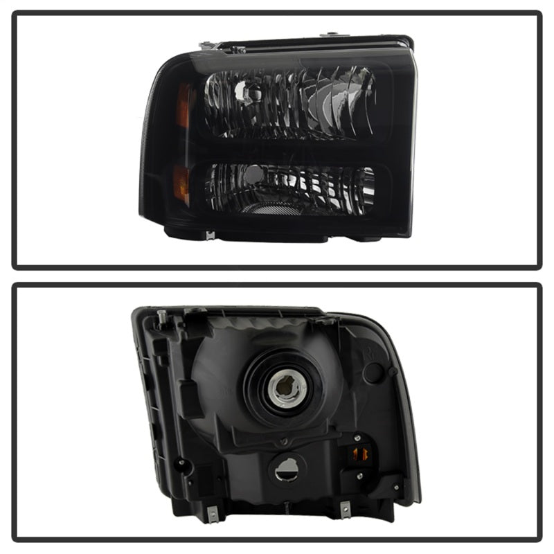 xTune Ford F250/350/450 Super Duty 05-07 Crystal Headlights Black Smoked HD-JH-FS05-AM-BSM
