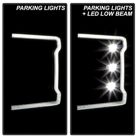Phares avant Spyder à LED chromés pour Ford F-250/F-350/F450 17-18 PRO-YD-FS17HALAP-SEQ-BK