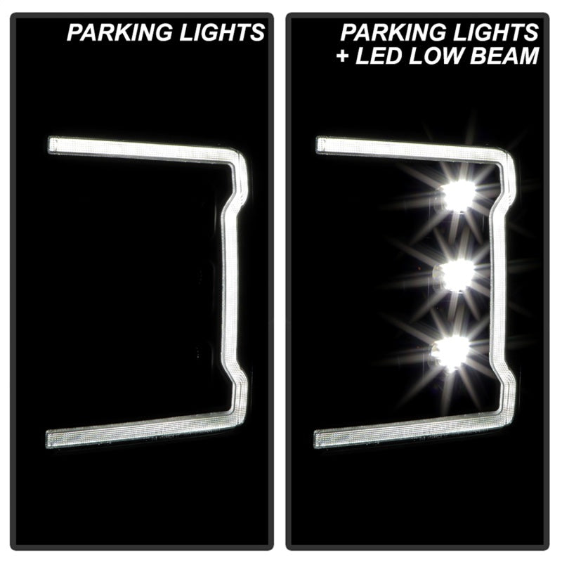 Phares avant Spyder à LED chromés pour Ford F-250/F-350/F450 17-18 PRO-YD-FS17HALAP-SEQ-BK