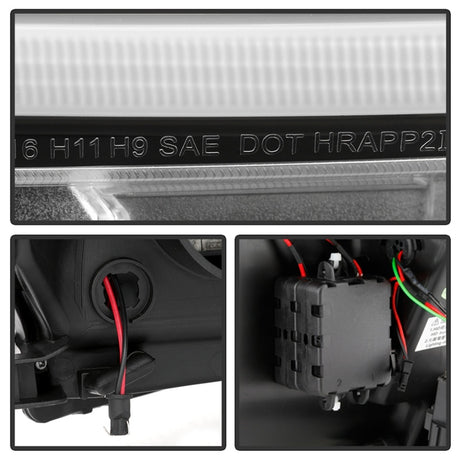 Phares de projecteur Spyder 16-18 Toyota Tacoma - Clignotants à LED Seq - Noir - PRO-YD-TT16-LB-BK