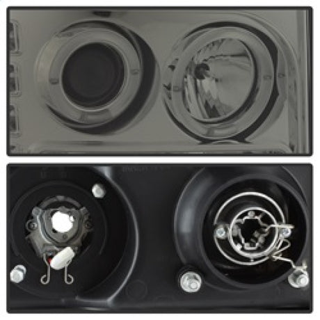 Phares de projecteur Spyder GMC Sierra 1500/2500/3500 07-13 LED Halo- LED Smoke PRO-YD-GS07-HL-SM