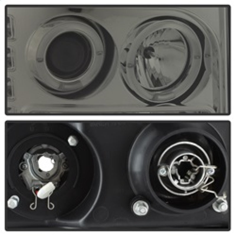 Phares de projecteur Spyder GMC Sierra 1500/2500/3500 07-13 LED Halo- LED Smoke PRO-YD-GS07-HL-SM