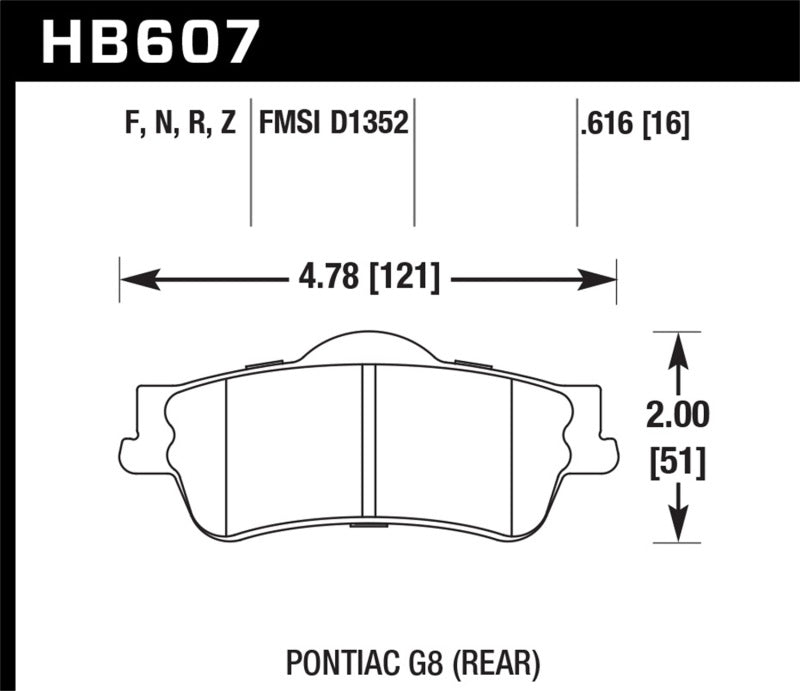 Plaquettes de frein arrière en céramique pour Pontiac G8 3.6 Base/6.0 Performance 08-09 Hawk